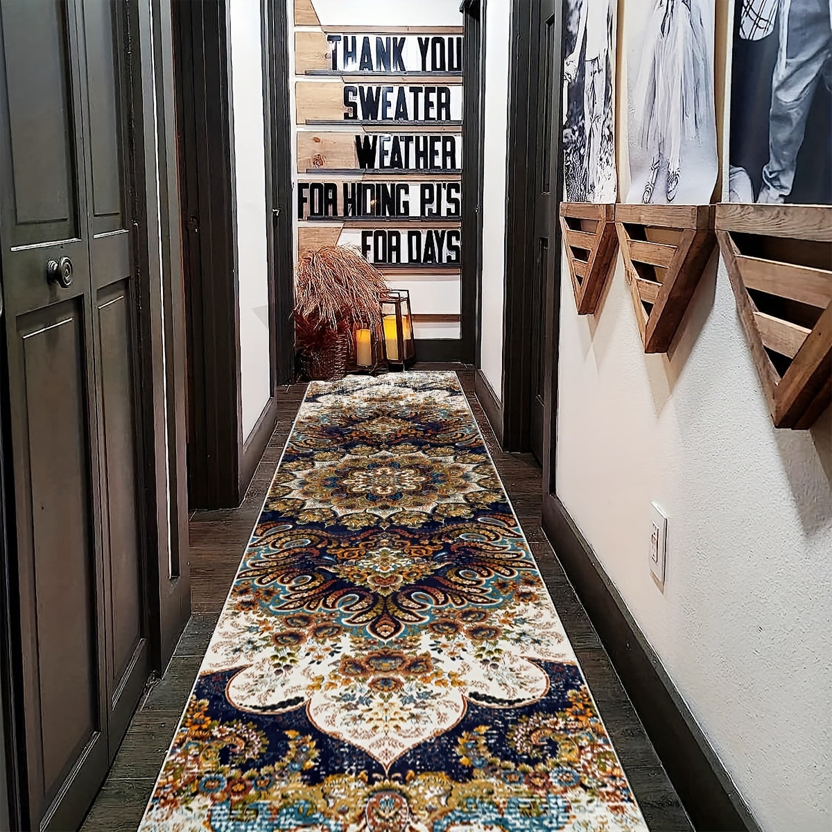 Vintage Boho Runner Rugs Medallion Laundry Kitchen Mat Non Slip