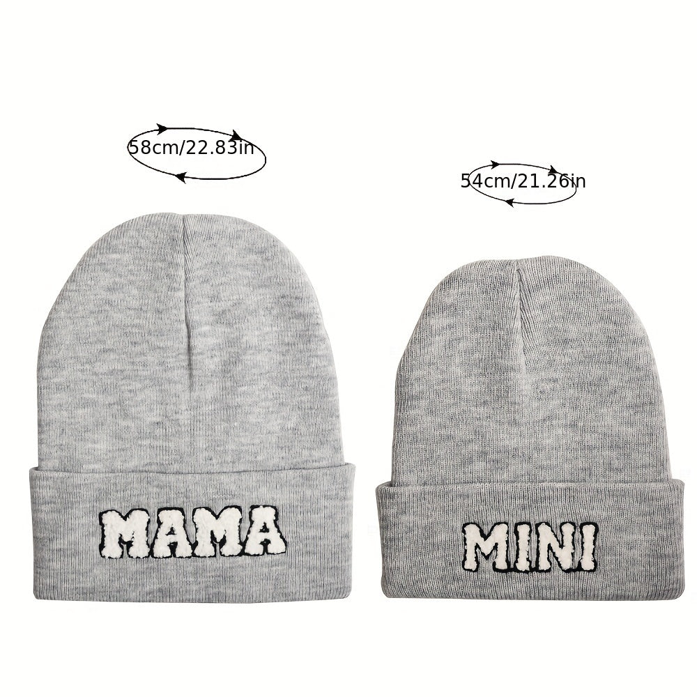 Parent Child Hat Mama Mini Letter Embroidery Woolen Knitted Hat
