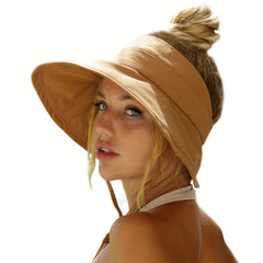 UV Protection Sun Hat Wide Brim Ponytail Visor UPF 50 Packable Sunshad