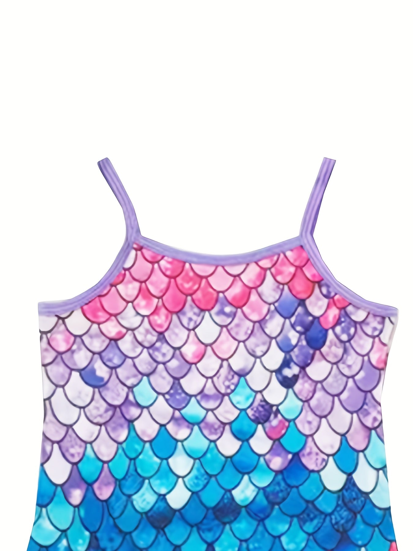 Mermaid Fish Scale Print 2pcs Onesie Swimsuit & Cap