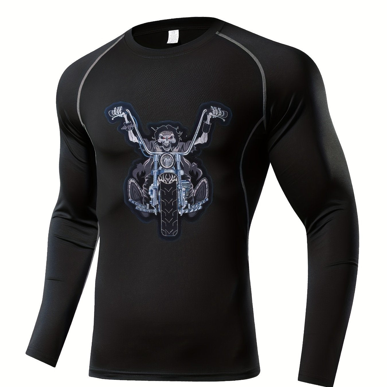 Skeleton Pattern Compression Shirt Men's Long Sleeve Athletic Baselayer