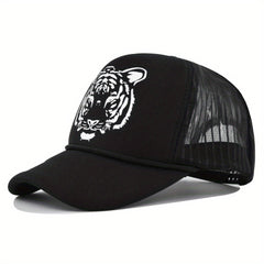 Tiger Print Trucker Hat Hip Hop Mesh Baseball Cap Adjustable Sunshade Dad Hats