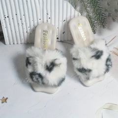 Fleece Open Toe Slippers Girls Non Slip Indoor Home Shopping