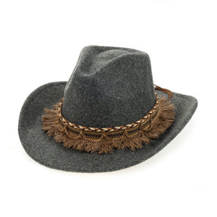 Autumn Winter British Style Womens Jazz Woolen Hat Big Brim Classic Woolen Hat