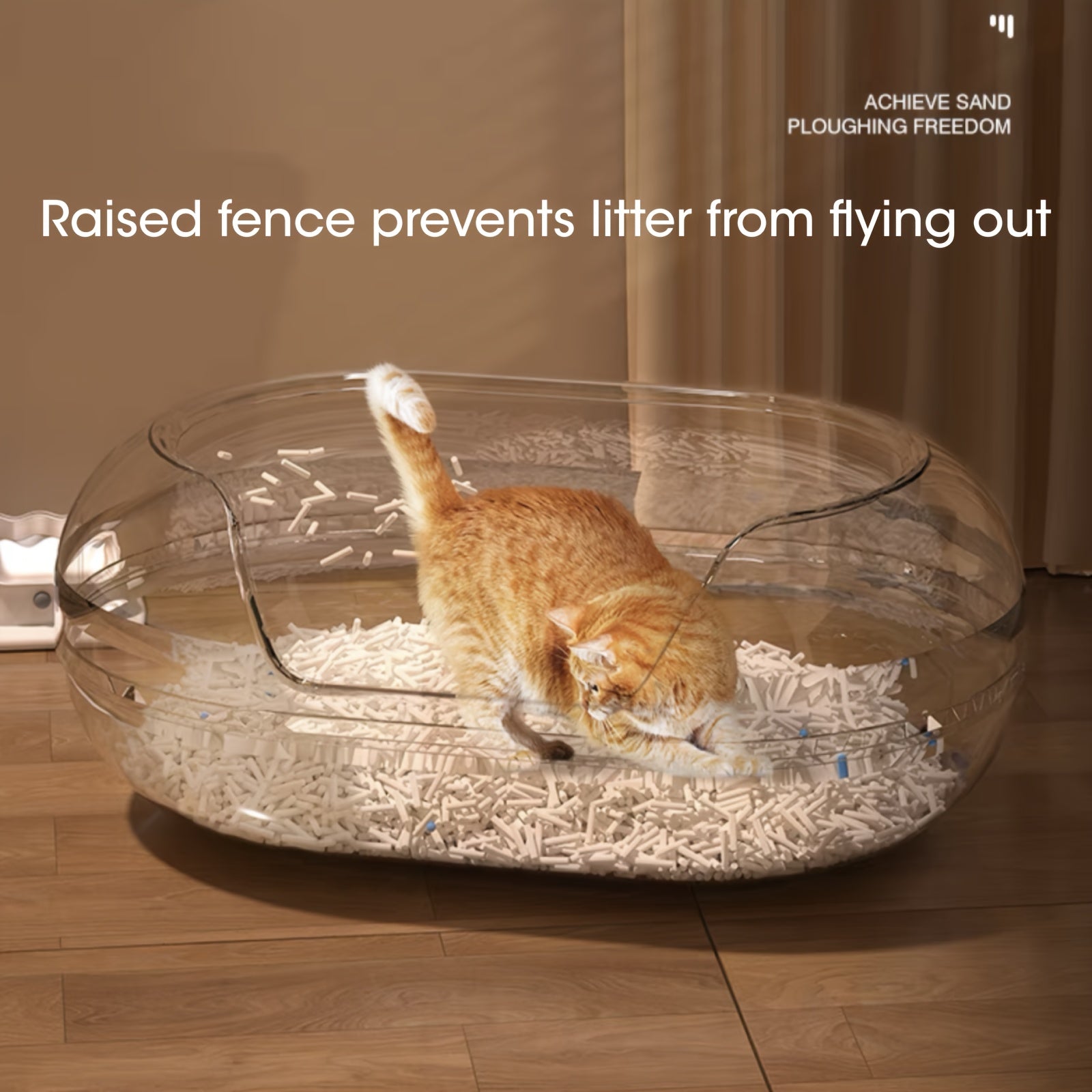 Large Cat Litter Box with Raised Fence & Shovel - For Cats Under 11.5kg