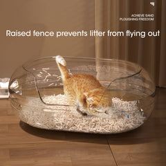 Large Cat Litter Box with Raised Fence & Shovel - For Cats Under 11.5kg
