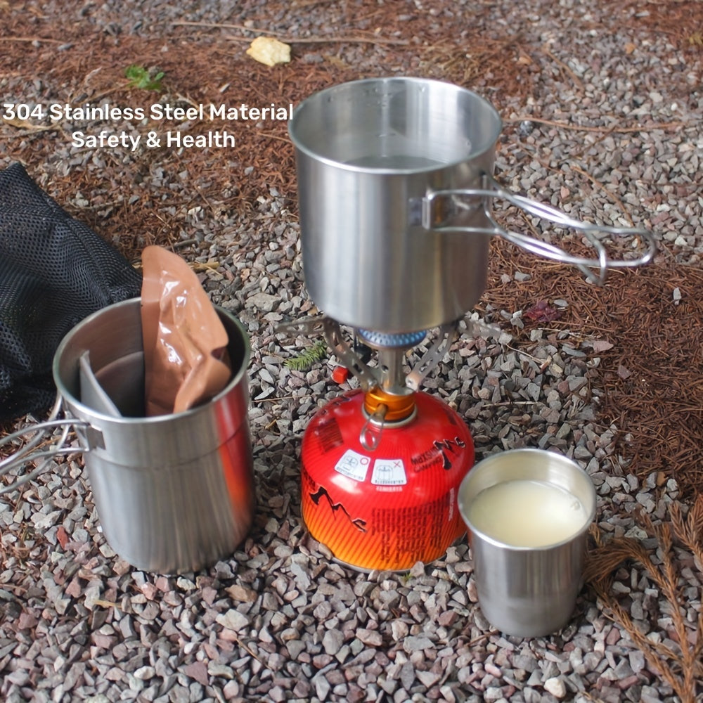 Stainless Steel Water Cup Folding Handle Coffee Mug Outdoor Camping Cookware Pot
