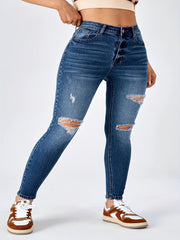 Women's Cut Out Skinny Denim Pants
