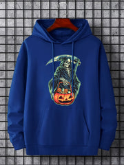 Men's Halloween Style Death Graphic Hoodie Casual Drawstring Sweatshirt