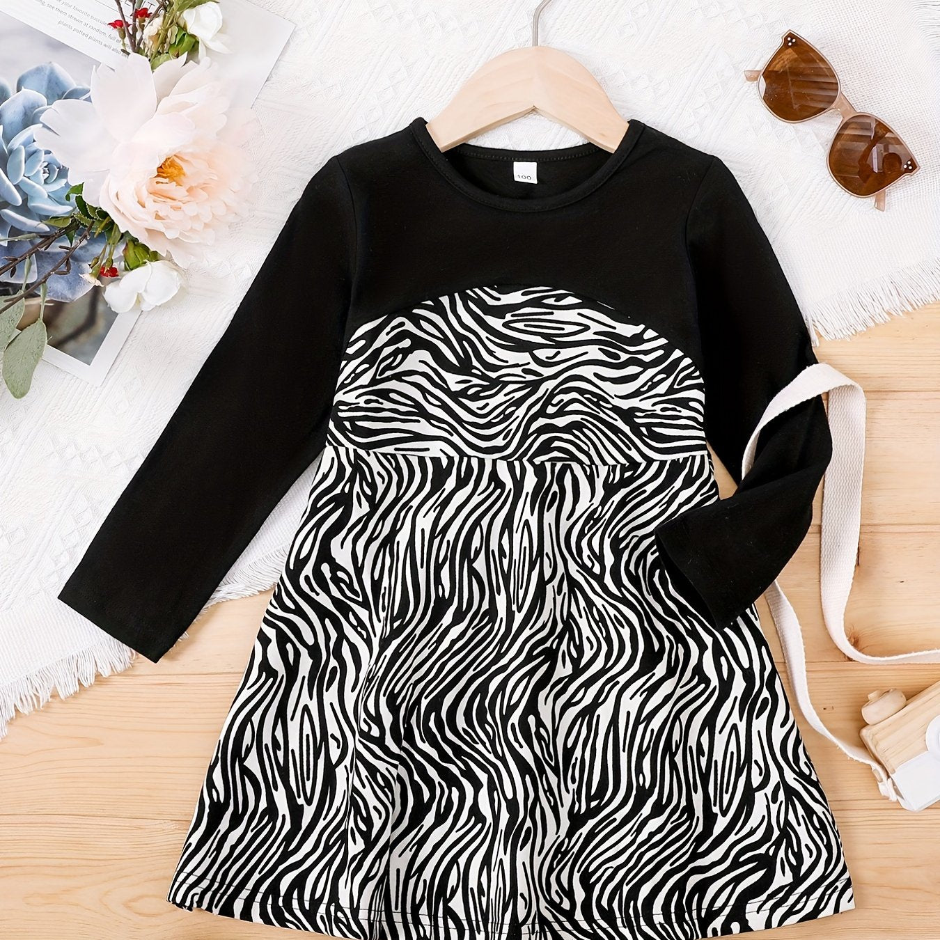 Zebre Striped Dress Long Sleeve Kids Clothing Spring Fall