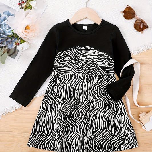 Zebre Striped Dress Long Sleeve Kids Clothing Spring Fall