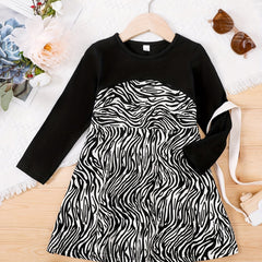 Zebre Striped Dress Long Sleeve Kids Clothing Spring Fall