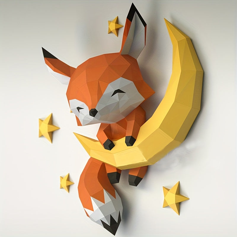 DIY Fox Standing On Rock Paper Mold for Home Wall Hanging