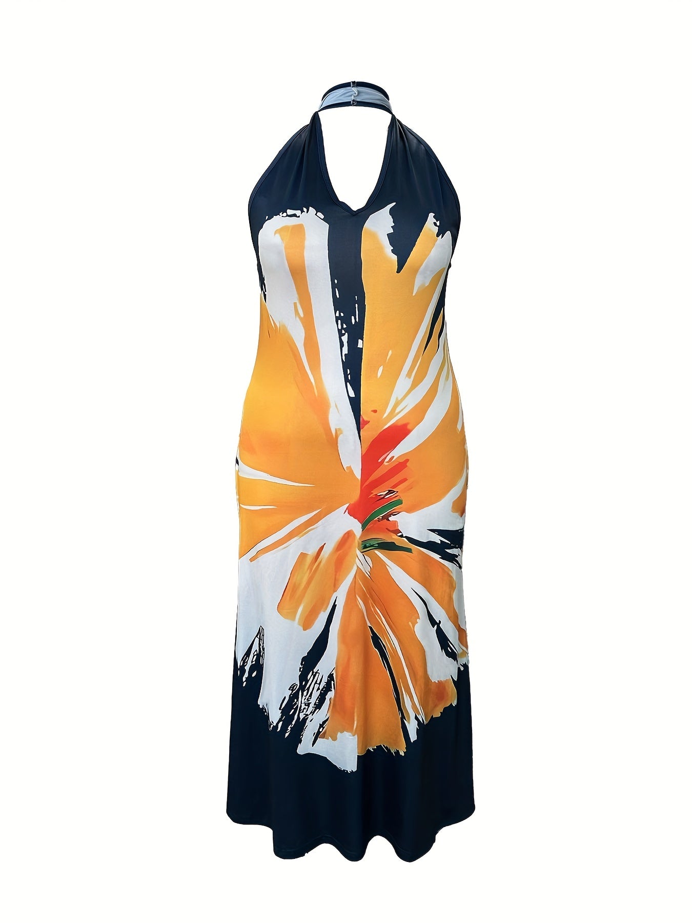 Colorblock Halter Maxi Summer Dress