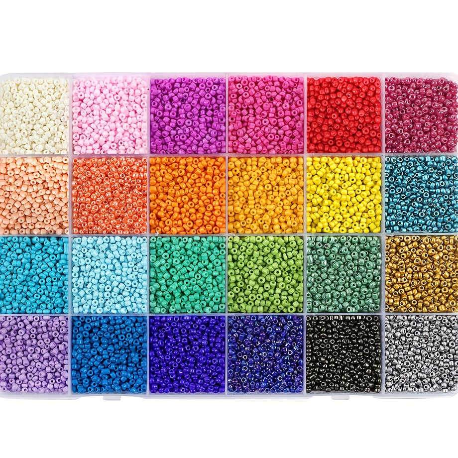 20000Pcs 2 3 4mm 24 Multicolor Glass Seed Beads DIY Jewelry Making Craft Set