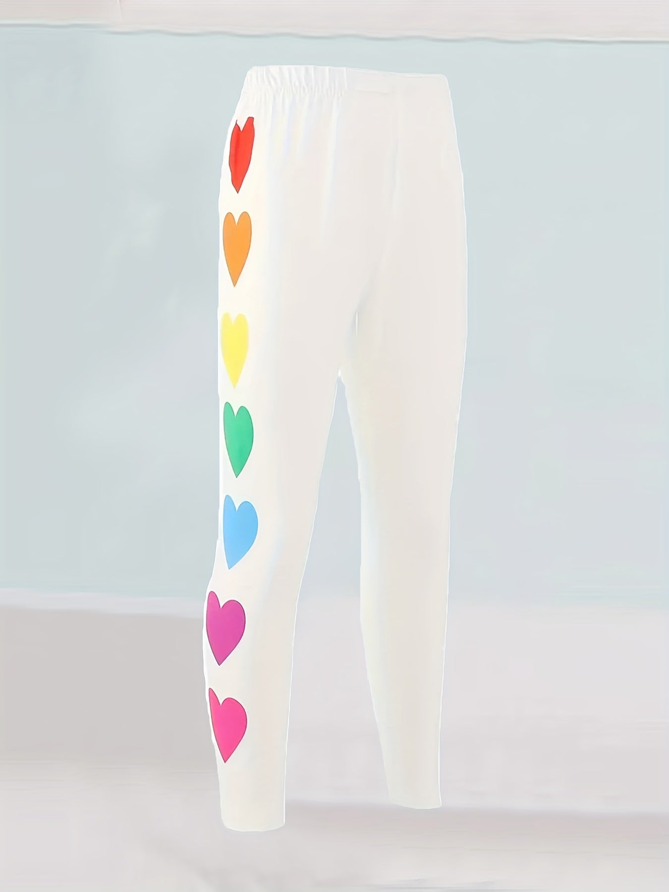 Girls Heart Graphic Leggings Comfy & Casual Pants For Sports Yoga