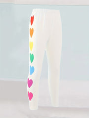 Girls Heart Graphic Leggings Comfy & Casual Pants For Sports Yoga