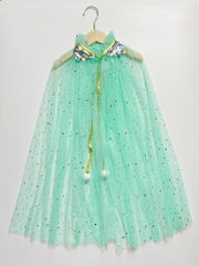 Girls Cartoon Sequin Princess Cloak Cape For Party Cosplay Dress Up