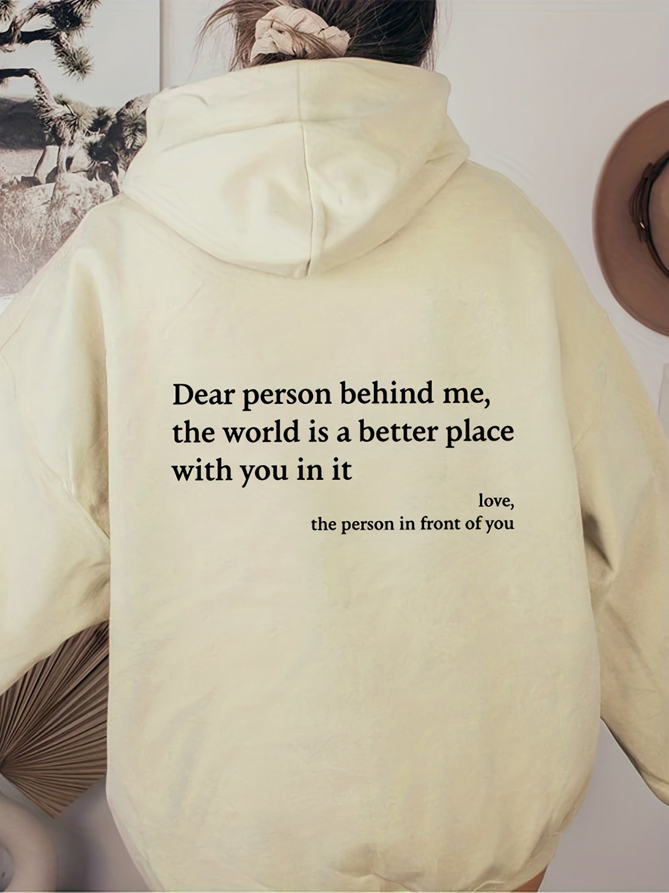 Letter Print Hoodies Long Sleeve Casual Sweatshirt For Winter & Fall