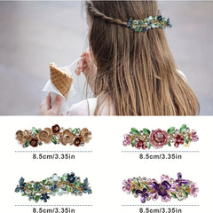 Colorful Flower Leaf French Barrette Hair Clip
