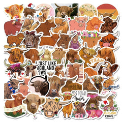 50pcs Highland Cattle Stickers Water Bottles Laptop Decal Cow Wall Highland Cow