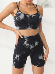 2Pcs Yoga Set Cross Back Top & Butt Lifting Shorts