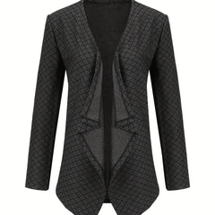 Plaid Print Casual Open Front Long Sleeve Jacket