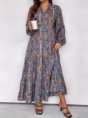 Allover Paisley Print Maxi Smock Dress