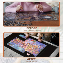 Portable Jigsaw Puzzle Mat Roll with Sorting Trays & Storage Bag