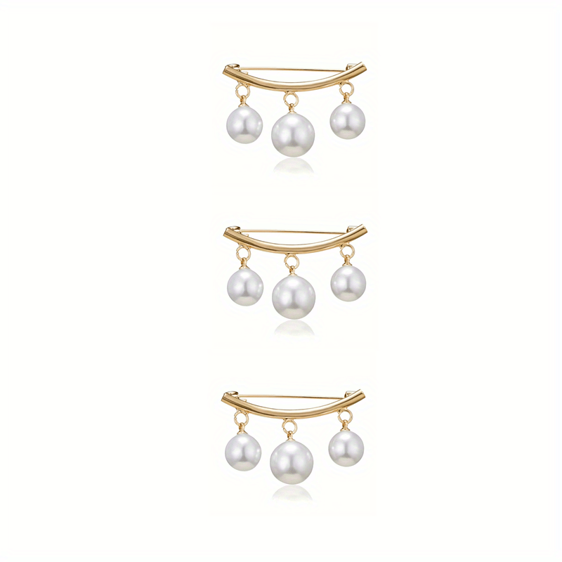 3pcs Pearl Fixed Buckle Scarf Cardigan Clips Dress Brooches