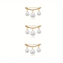 3pcs Pearl Fixed Buckle Scarf Cardigan Clips Dress Brooches