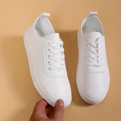 Classic Faux Leather Sneakers Lightweight Low Top Shoes