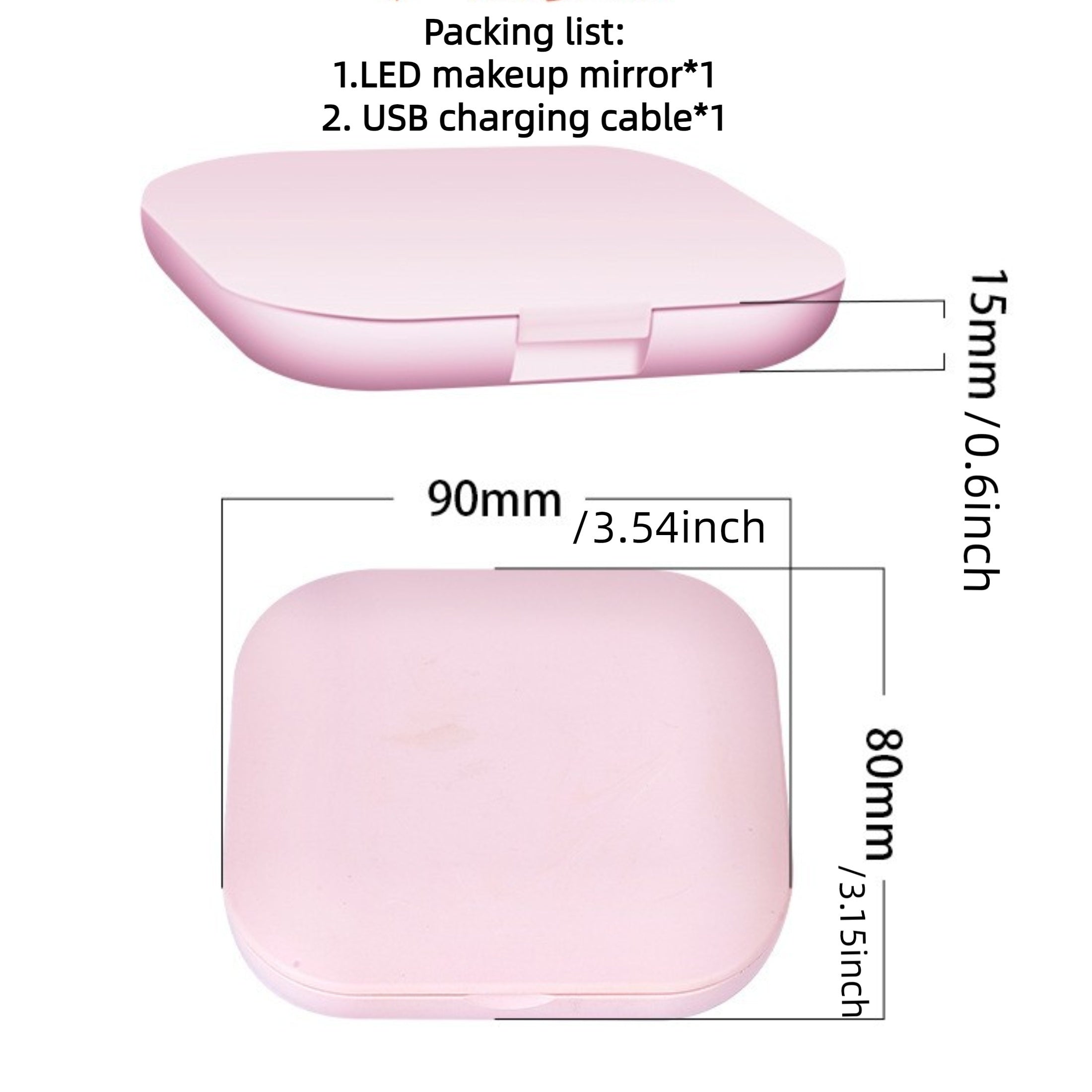 Compact Travel Makeup Mirror 1X 3X Magnification Rechargeable LED Lighted