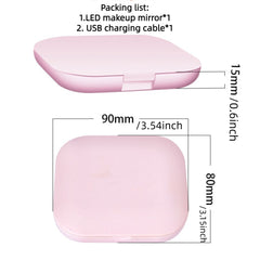 Compact Travel Makeup Mirror 1X 3X Magnification Rechargeable LED Lighted