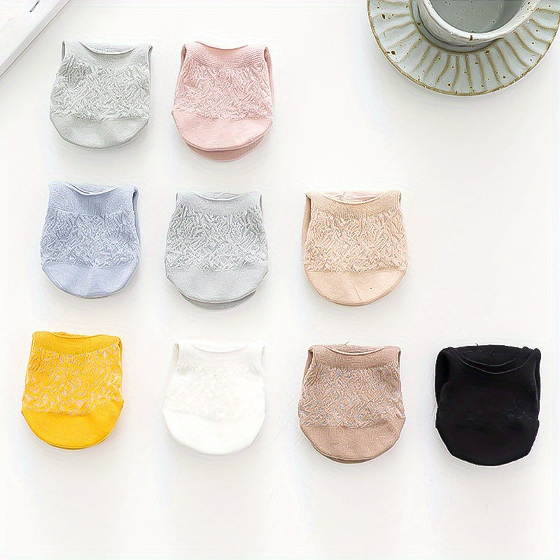 9 Pairs Floral Lace Ankle Socks Lightweight & Breathable Low Cut Invisible Socks