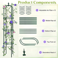 Tower Obelisk Garden Trellis Plant Support Vines Flowers Rustproof Green