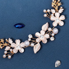 Flower Charm Hair Clip Rhinestone Pearl Bridal Headband