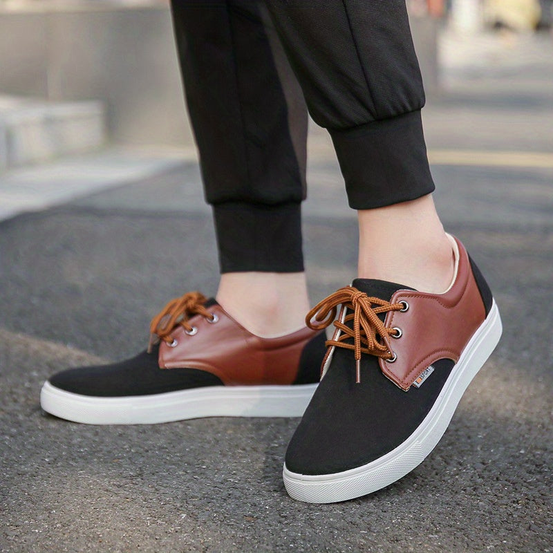 Men's Two Tone Lace up Front Canvas Skate Shoes