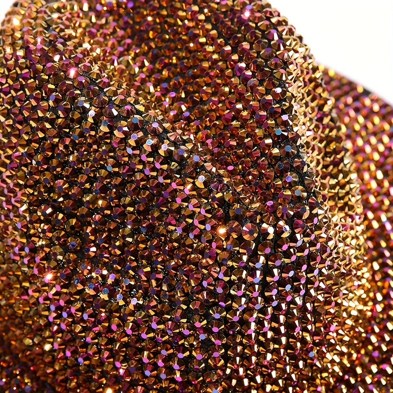 Hand Adhesive Rhinestone Sunshade Wide Brim Fedora Hat