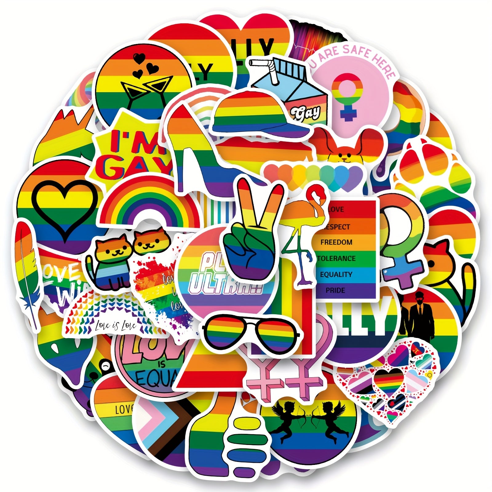 100pcs Gay Pride Stickers Rainbow Designs Scrapbooking Diaries Bottles Hard Hats
