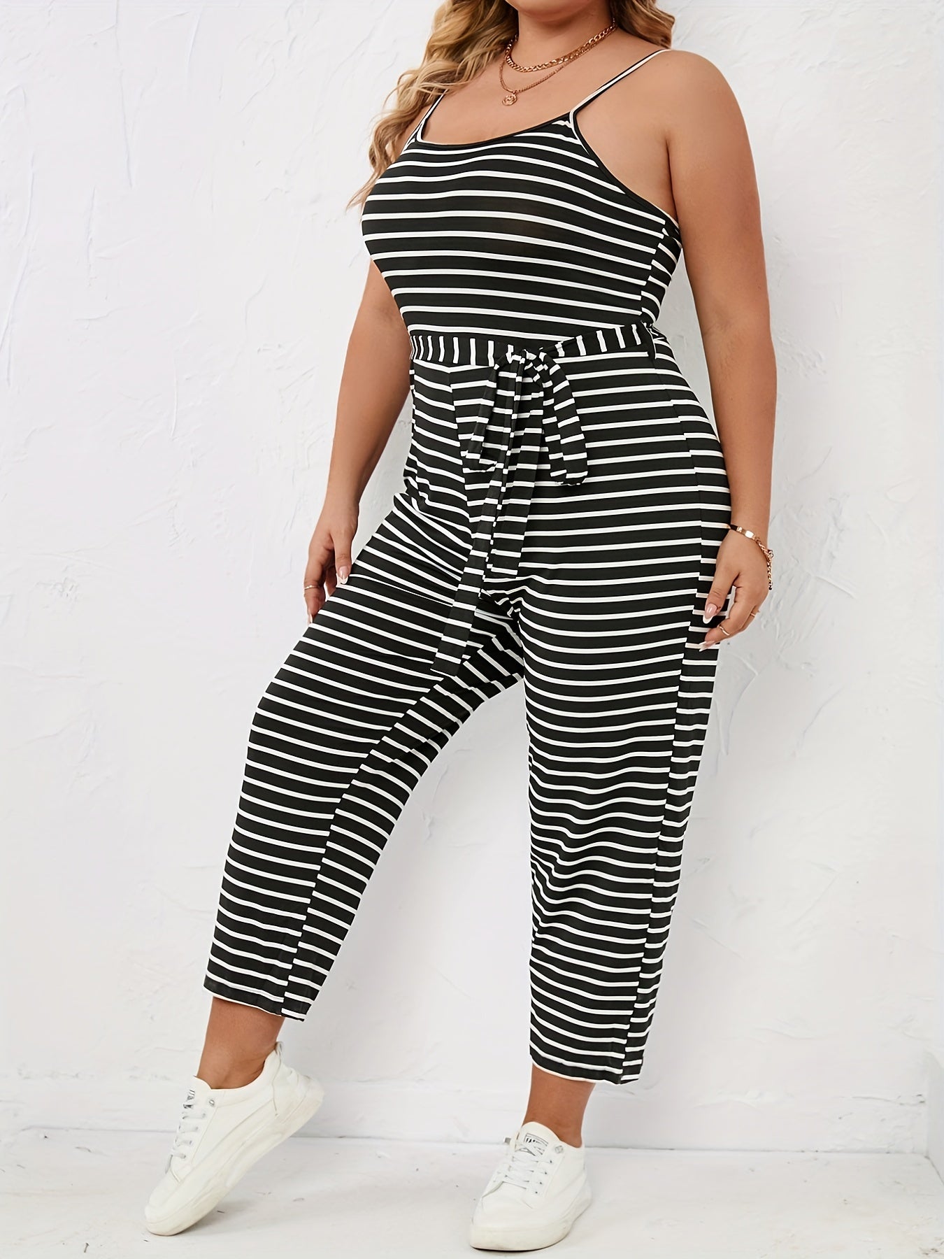 High Waist Cami Jumpsuit With Belt Women's Plus