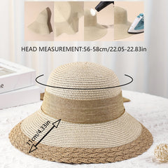 Wide Brim Straw Sun Hat Ribbon Bow Travel Beach Hat