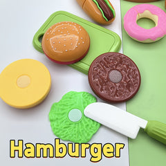Cuttable Play Food Set Burger Pizza Donut Hot Dog Pretend Kitchen Toys