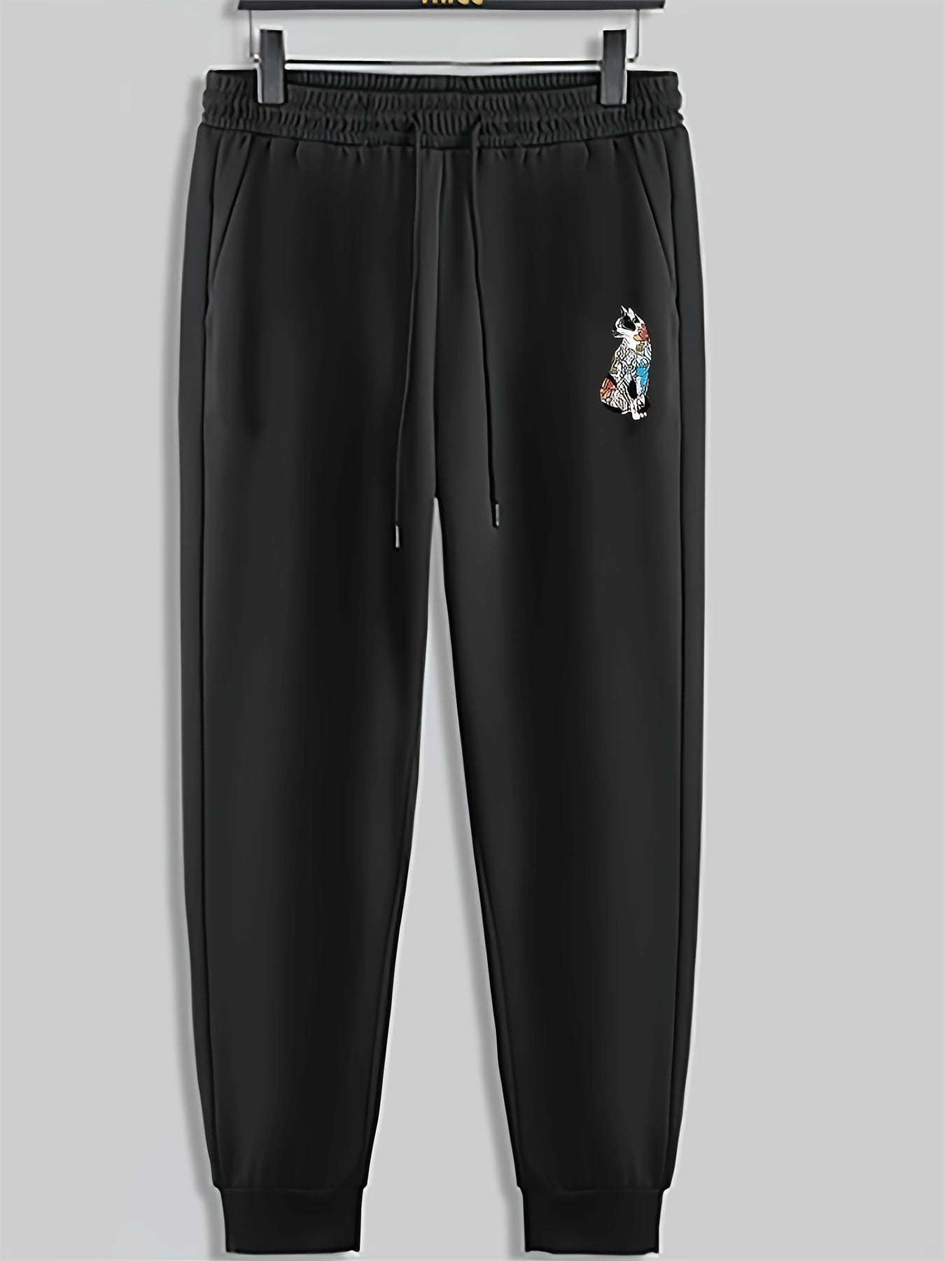 Dog Print Men's Drawstring Sweatpants for Spring Autumn