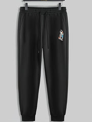 Dog Print Men's Drawstring Sweatpants for Spring Autumn