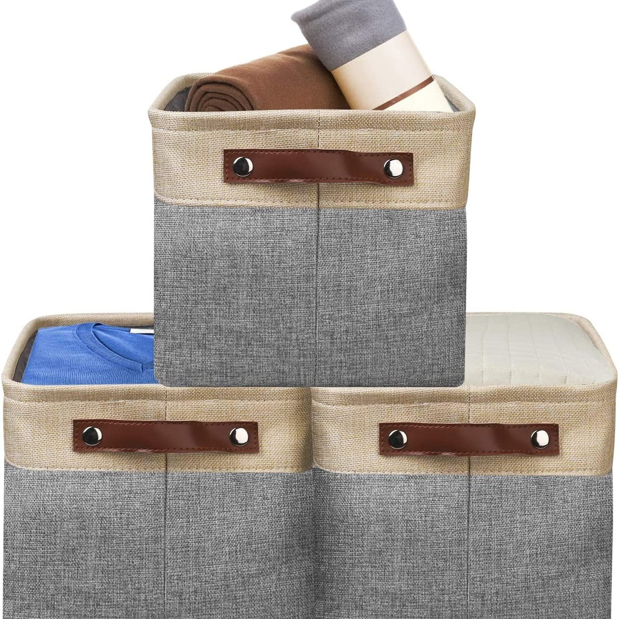3pcs Fabric Storage Bins for Baby Supplies and Toys