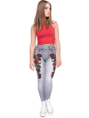 Red Roses Print High Waist Yoga Leggings