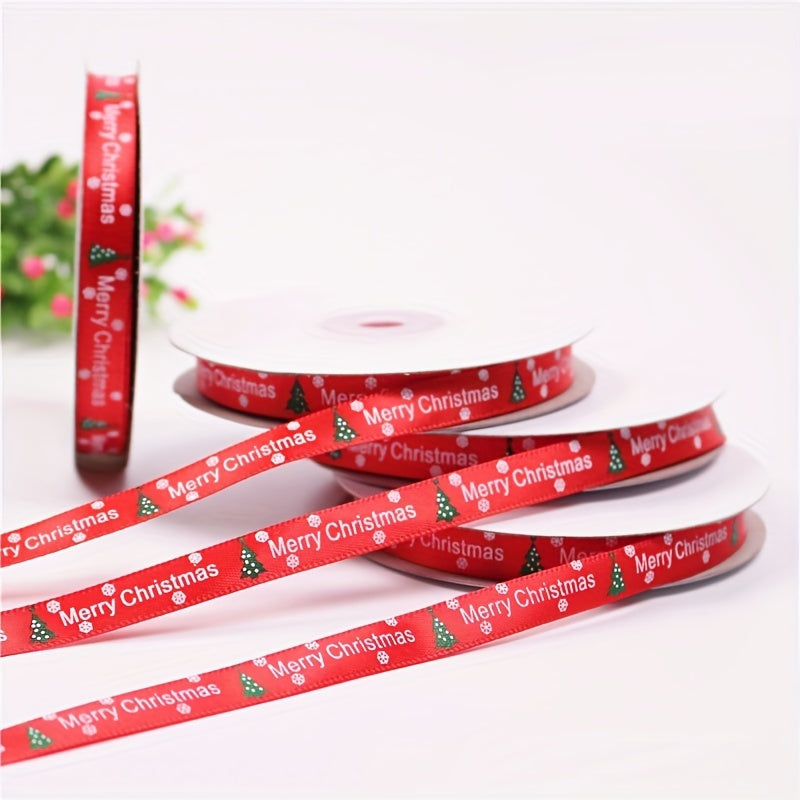 Christmas Gift Wrapping Silk Ribbon Christmas Tree Pattern Red Ribbon