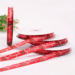 Christmas Gift Wrapping Silk Ribbon Christmas Tree Pattern Red Ribbon