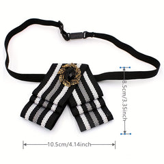 Crystal Decor Striped Bow Tie Classic Pre-tied Necktie for Women
